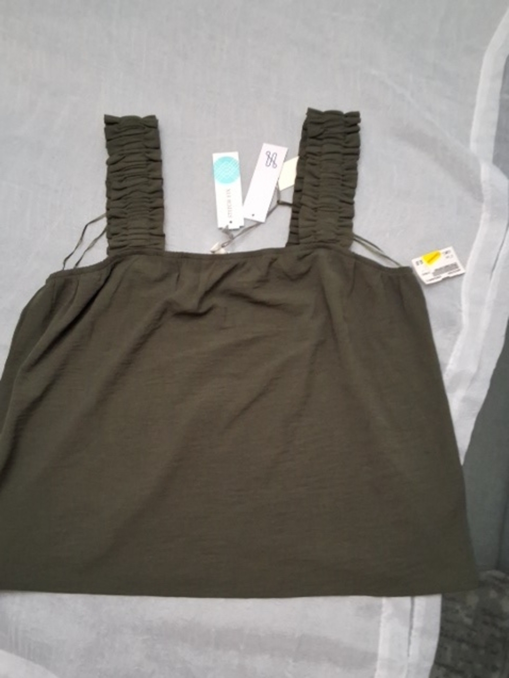 Olive Green Women's Ruched Strap Tank Top